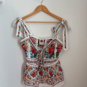 FARM Rio Floral Embroidered Women's Top NWT